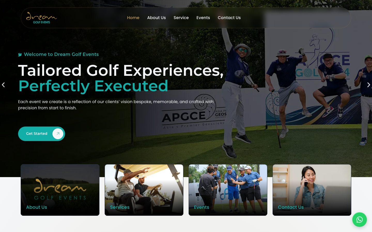 Dream Golf Events website designed by Apex Lab